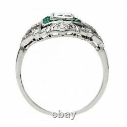 2.89 Ct Emerald Cut Lab-Created Diamond Elegant 1920's Old Vintage Art Deco Ring