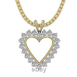 2 Heart Pendant Necklace SI1 G 0.51Ct Round Diamond 14K Two-Tone Gold