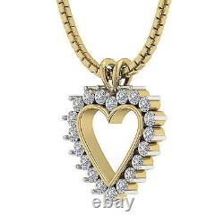 2 Heart Pendant Necklace SI1 G 0.51Ct Round Diamond 14K Two-Tone Gold