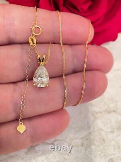 2carat Pear Certified Diamond Necklace 18k gold diamond fine jewelry necklace