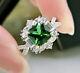 3Ct Asscher Moissanite Green Emerald Vintage Engagement Ring 14K White Gold FN