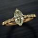 3Ct Marquise & Round Cut Moissanite 14K Yellow Gold FN Solitaire Engagement Ring