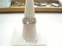 3Ct Princess & Round Cut Moissanite Engagement Ring Set 14K Yellow Gold Over