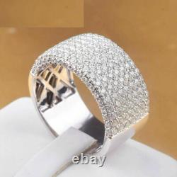 3Ct Round Certificate Moissanite Cluster Men Wedding Band 14K Gold Plated Silver