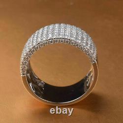 3Ct Round Certificate Moissanite Cluster Men Wedding Band 14K Gold Plated Silver