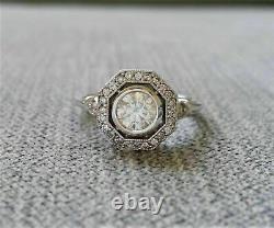 3Ct Round Cut Lab-Created Diamond Halo Antique Vintage Art Deco Engagement Ring