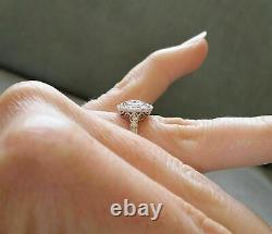3Ct Round Cut Lab-Created Diamond Halo Antique Vintage Art Deco Engagement Ring