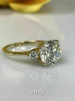 3.26Ct Round Solitaire MOISSANITE D/VVS1 Ring Engagement 14k Yellow Gold Finish