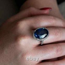 3.50 Ct Oval Cut Natural Sapphire & Diamond Engagement Ring 14K White Gold