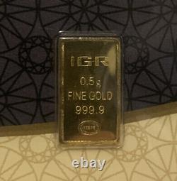3.5 Gram Bars Of Gold. 9999 Fineness, IGR GOLD BAR, Assay Certificate