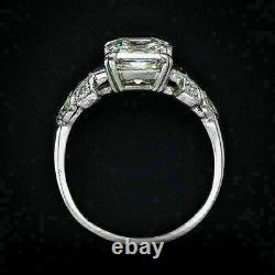 3 Ct Asscher Cut Diamond Art Deco Vintage Antique Engagement Ring 14k White Gold