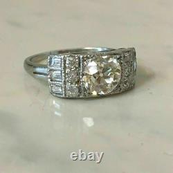 3 Ct Round Diamond Vintage Antique Art Deco Retro Engagement Ring 14k White Gold