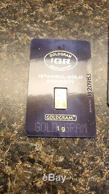 3 Istanbul Gold Refinery Gold Gram Certificate 999.9 Fine Gold. 1g weight