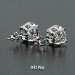 4Ct Round Certificate Natural Moissanite Studs Men Earing 14K Gold Plated Silver