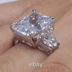 4.80 Ct Radiant Cut Moissanite Three Stone Engagement Ring 14k White GoldFinish