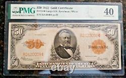$50 1922 Gold Cert Fr#1200 Pmg Ext Fine 40