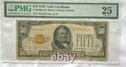 $50 1928 Gold Certificate Aa Block Pmg 25 Very Fine