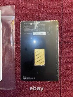 5 G Australia Perth Mint Gold Bar. 9999 Fine Gold With Sealed Assay Certificate
