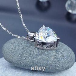 5ct Heart Shape Diamond 14K White Gold Over Classy Promise Proposal Gift Pendant
