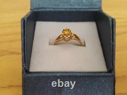 9ct Gold fire opal & white topaz ring size N 1/2 with certificate, fine jewelry