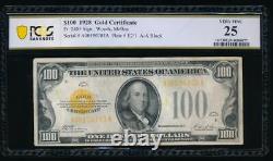 AC 1928 Fr 2405 $100 Gold Certificate PCGS 25