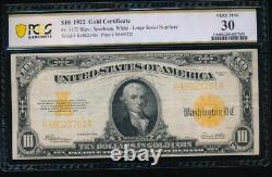 AC Fr 1173 1922 $10 Gold Certificate PCGS 30