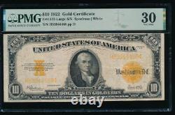 AC Fr 1173 1922 $10 Gold Certificate PMG 30
