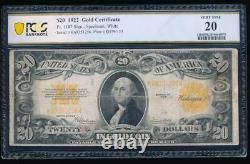 AC Fr 1187 1922 $20 Gold Certificate PCGS 20