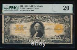 AC Fr 1187 1922 $20 Gold Certificate PMG 20