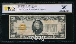 AC Fr 2402 1928 $20 Gold Certificate PCGS 25