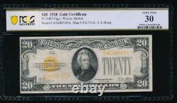 AC Fr 2402 1928 $20 Gold Certificate PCGS 30