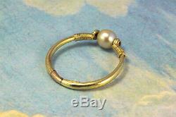 ANTIQUE ENGLISH 18K GOLD NEO-EGYPTIAN NATURAL PEARL RING with CERTIFICATE c1880
