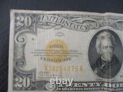 A USA 20 $, Gold certificate banknote, A38294075A, used, fine condition, 1928