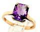Amethyst & 9ct Yellow Gold Ring Fine Engagement/Wedding Jewellery Band Size N