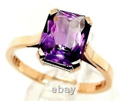 Amethyst & 9ct Yellow Gold Ring Fine Engagement/Wedding Jewellery Band Size N
