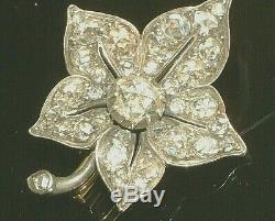 Antique 18CT GOLD & SIL 4.00CT ROSE CUT DIAMOND FLOWER BROOCH CERTIFICATE