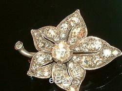 Antique 18CT GOLD & SIL 4.00CT ROSE CUT DIAMOND FLOWER BROOCH CERTIFICATE