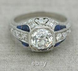 Antique 2.45Ct Round Cut Diamond Vintage Art Deco Engagement Ring 14k White Gold