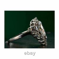 Antique 3.25Ct Pear Cut Diamond Engagement Vintage Art Deco Ring 14k White Gold