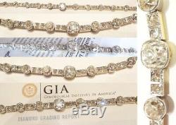 Antique Diamond Necklace Platinum 18k Gold 9ct Diamonds GIA Certificate (5270)