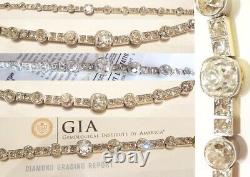 Antique Diamond Necklace Platinum 18k Gold 9ct Diamonds GIA Certificate (5270)