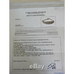 Antique Edwardian Bracelet Platinum Diamonds Pearls Gold w Certificate (3546)