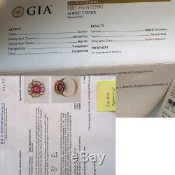 Antique Ring Natural Burmese Ruby Diamond GIA Certificate plus Appraisal (6479)
