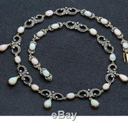 Antique Victorian Necklace 18k Gold Opals Diamonds with Certificate (3764)