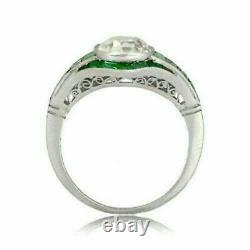 Art Deco 3.0Ct Oval Cut Lab-Created Diamond Vintage Antique Rings 14k White Gold