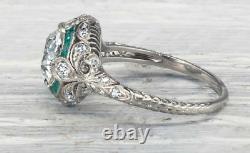 Art Deco Vintage 2.45Ct Round Cut Lab-Created Diamond Antique Engagement Ring