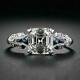 Art Deco Vintage 2.95 Ct Asscher Diamond Engagement Antique Ring 14k White Gold