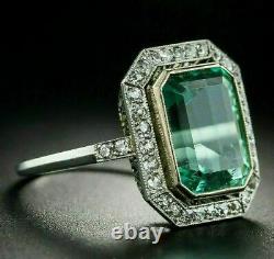 Art Deco Vintage 4.35Ct Emerald Cut Simulated Diamond Antique Engagement Rings