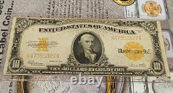 Beautiful 1922 $10 Gold Certificate Choice Very Fine+ Condition Tp-4182