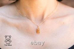 Bird Cage Mexican Fire Opal Necklace Pendant 18K Yellow Gold Fine Jewelry Charm